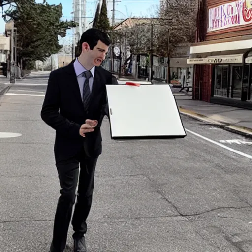 Image similar to nathan fielder walking around hell!!!!!! with a clipboard painted by lorenzo de'medici