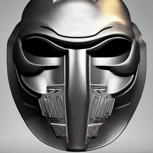 Prompt: MF DOOM mask, highly detailed photo realistic render, spotlight, shadows, rule of thirds
