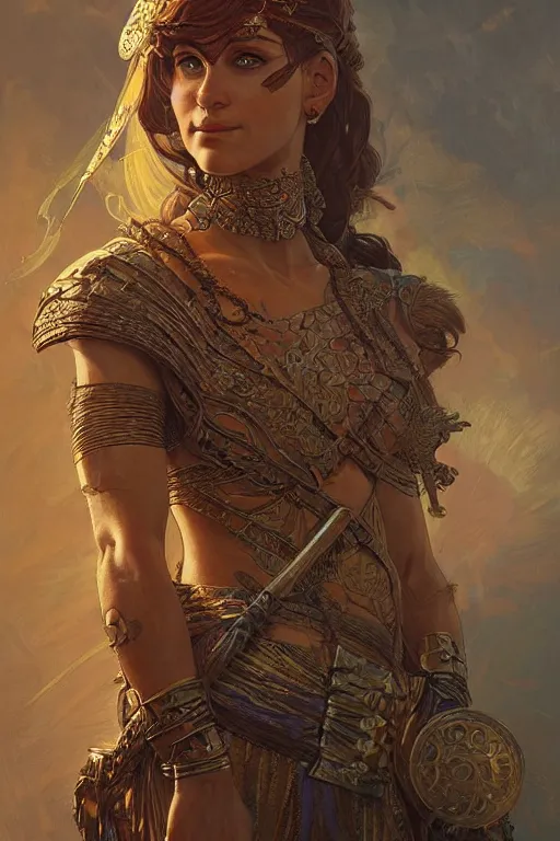 Image similar to a portrait of a anthropomorphic an ancient mesopotamia warrior goddess, D&D, fantasy, intricate, highly detailed, digital painting, artstation, concept art, smooth, sharp focus, illustration, art by artgerm and greg rutkowski and alphonse mucha