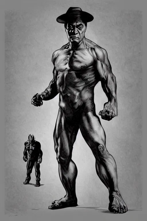 Image similar to buster keaton as the incredible hulk, comic book fantasy illustration, detailed painting, soft shading, dynamic lighting, comic book concept art