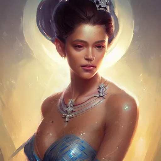 Image similar to a beautiful portrait of a diamond goddess by greg rutkowski and raymond swanland, trending on artstation, ultra realistic digital art