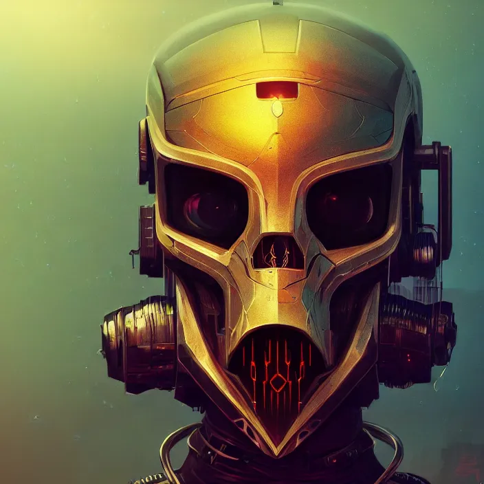 Prompt: synthwave symmetric frontal view digital portrait nanopunk space pirate, biorobotic legendary thief, epic apex legends concept, retro futuristic skull vr helmet prototype cyberware, beksinski mohrbacher shirow, sharp focus, realistic scifi masterpiece, cinematic natural light, highly intricate details, 8 k, hdr, octane render