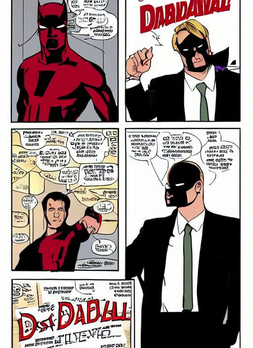 Image similar to Saul Goodman dressed as Daredevil, no mask