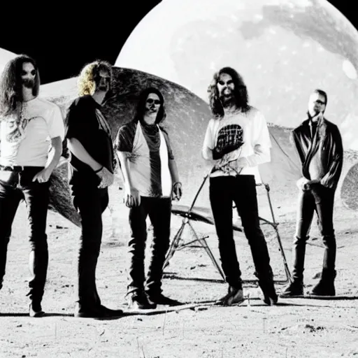 Prompt: The band Univers Zéro playing a concert on the moon