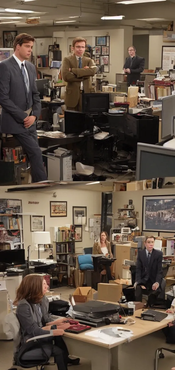 Prompt: tv show still from the office background set