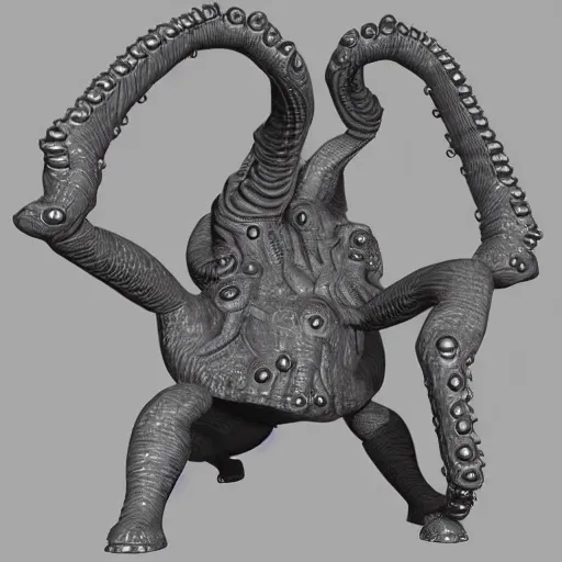 Prompt: 3d model topology of an eldritch beast