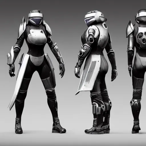 Prompt: Female Characters in a powerful futuristic armor, Destiny 2, Unreal Engine 5 Render