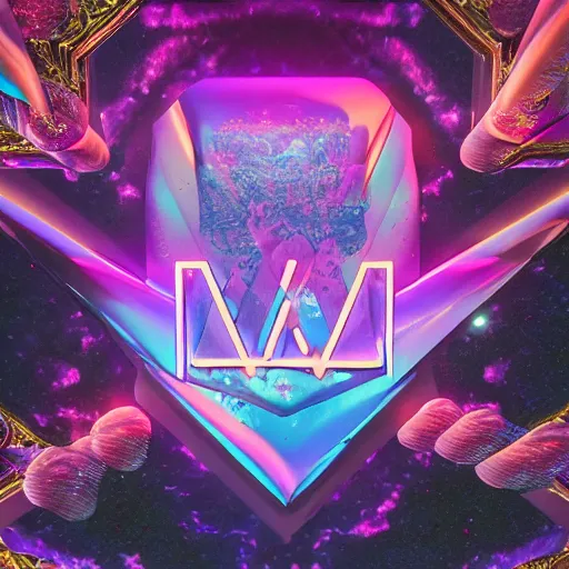 Image similar to a and w vaporwave logo, digital art, cosmic, 3 d high definition, trending on art station, photorealistic, high resolution, 8 k, octane, hyper detailed, insane details, intricate, elite, ornate, elegant trend, highly detailed and intricate, sharp focus, photography, unreal engine