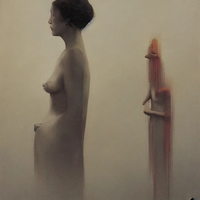 Image similar to what are we doing tonight and tomorrow, portrait painting, science fiction, Edward Hopper and James Gilleard, Zdzislaw Beksinski, highly detailed