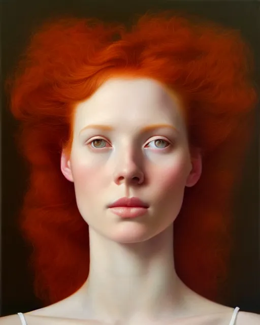 Prompt: portrait of an ethereal ginger beauty, by mary jane ansell