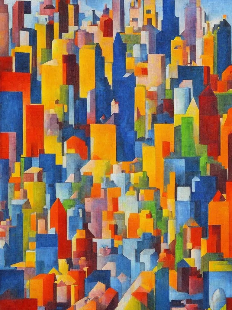 Image similar to a cubism painting of a cityscape by louis lozowick,