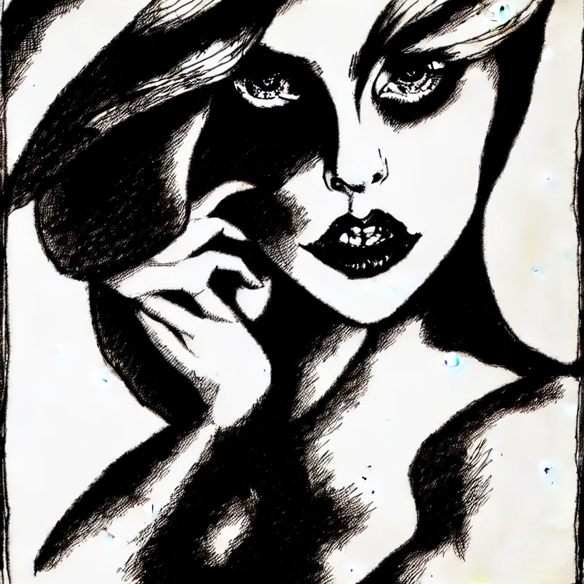 Image similar to portrait of lady gaga in the style of marc silvestri pen and ink drawing, high detail