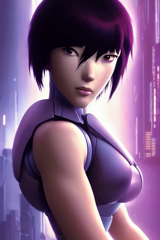 Image similar to weta disney pixar movie still portrait photo of ghost in the shell anime : : as motoko kusanagi by pixar : : by ilya kuvshinov, rossdraws, artgerm, maxim cover, octane render, 3 d, volumetric lighting, anti aliasing, raytracing : :