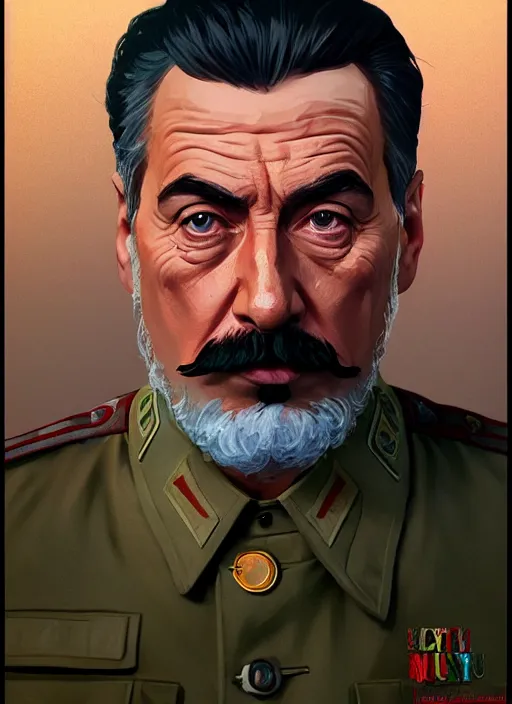 Image similar to highly detailed portrait joseph stalin in gta v, stephen bliss, unreal engine, fantasy art by greg rutkowski, loish, rhads, ferdinand knab, makoto shinkai and lois van baarle, ilya kuvshinov, rossdraws, tom bagshaw, global illumination, radiant light, detailed and intricate environment