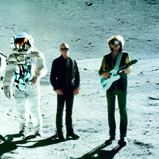 Image similar to the band r. e. m. play a concert on the moon