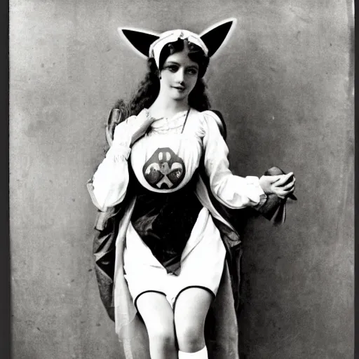 Prompt: elegant woman dressed up as pikachu, wearing stockings, photo by Alphonse Mucha,