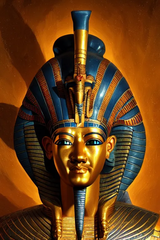 Image similar to egypt god osiris, god of the underworld, highly detailed, d & d, fantasy, highly detailed, digital painting, trending on artstation, concept art, sharp focus, illustration, global illumination, ray tracing, realistic shaded, art by artgerm and greg rutkowski and fuji choko and viktoria gavrilenko and hoang lap, sunny