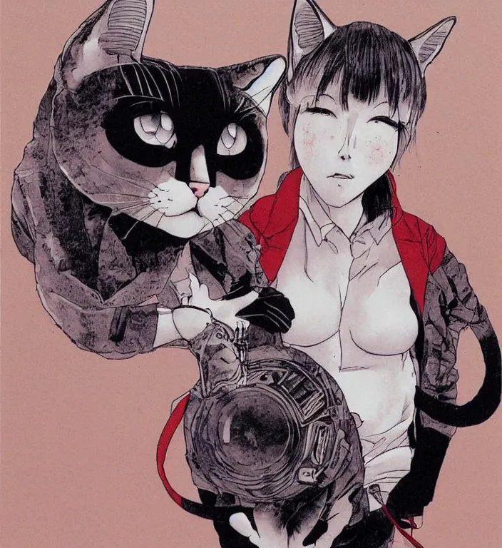 Image similar to anthropomorphic female cat by katsuhiro otomo