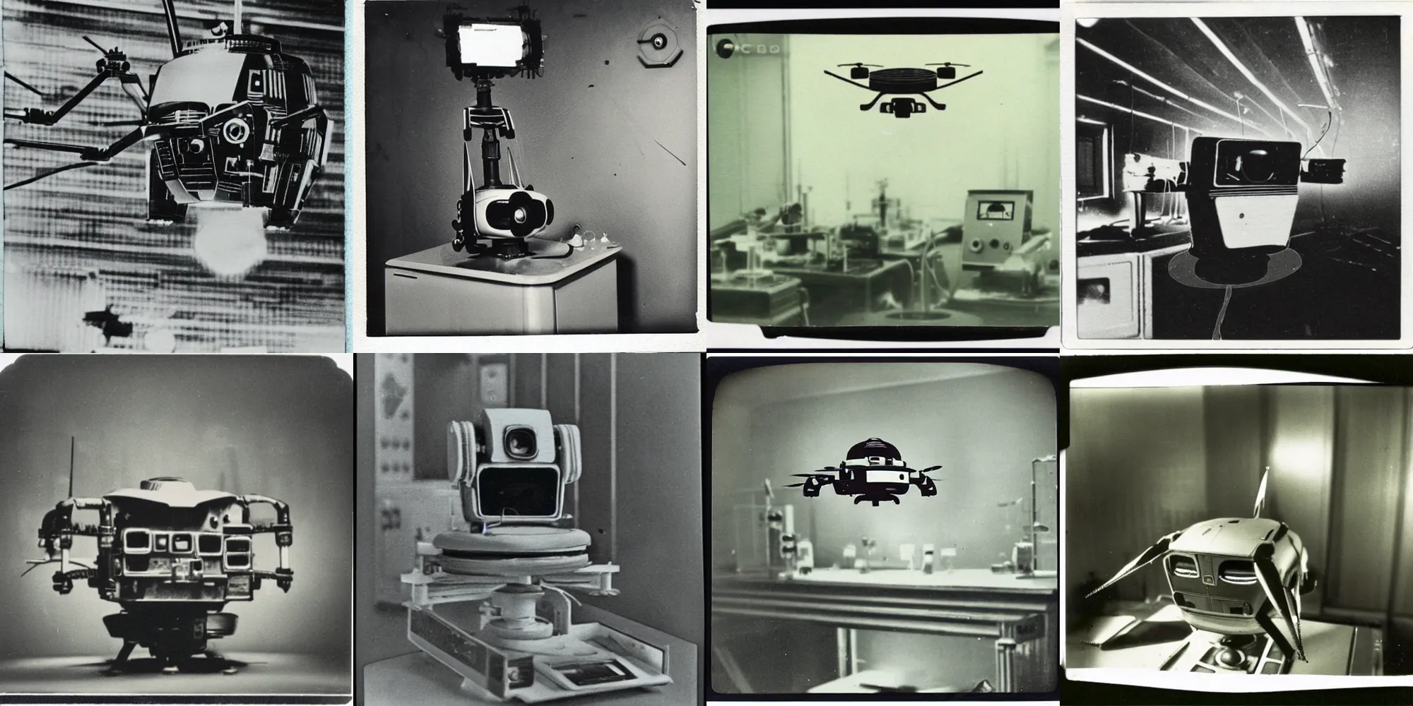 Prompt: old polaroid from 1 9 5 2 depicting a borg drone, in a laboratory