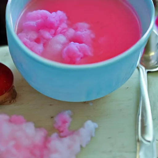 Prompt: cotton candy soup