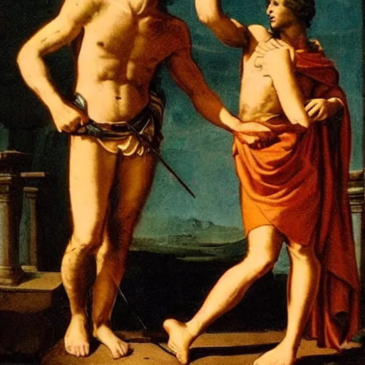 Prompt: “Patroclus with Achilles”