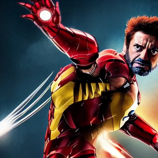 Prompt: wolverine versus iron man, 4k realistic photo