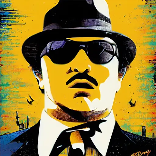 Image similar to blues brother poster, dan mumford - h 8 0 0