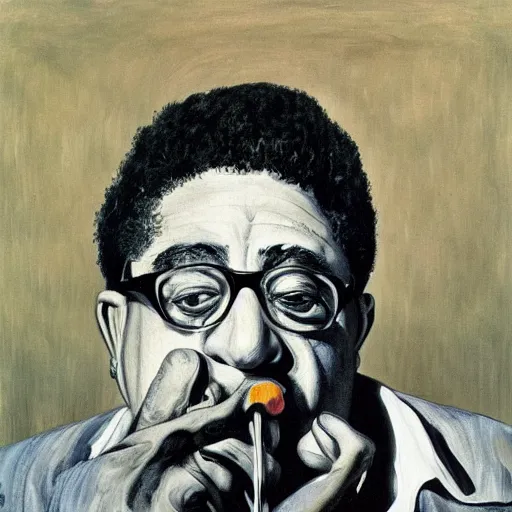 Prompt: Dizzy Gillespie by Lucian Freud