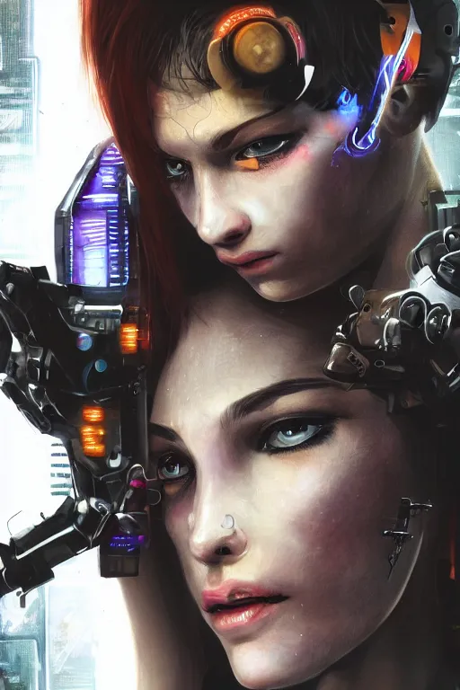 Prompt: a close - up portrait of a cyberpunk cyborg girl, by jean fouqet, rule of thirds