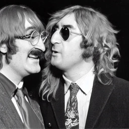 Prompt: john lennon playing captain kangaroo with long blond hair