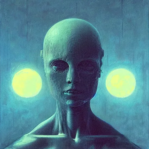 Prompt: portrait painting of jellyfish moon star, science fiction, Edward Hopper and James Gilleard, Zzislaw Beksinski, highly detailed