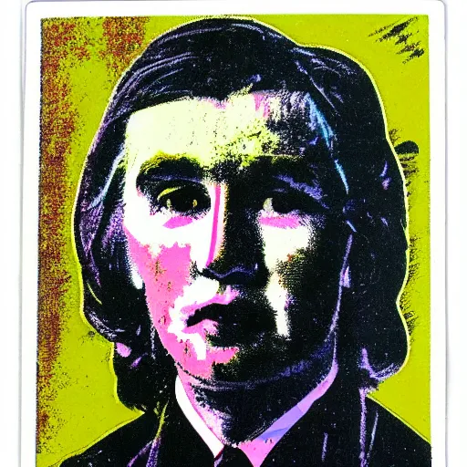 Image similar to vasily petrovych goloborodko, grisha. face. intricate sticker design by andy warhol