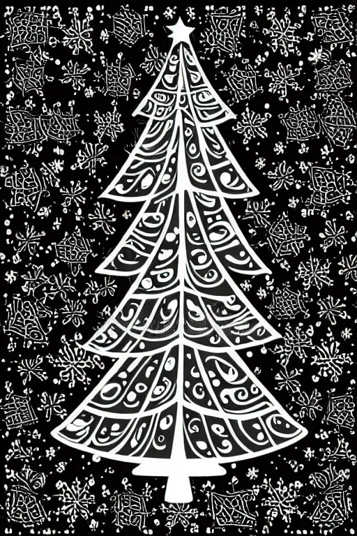 Image similar to minimalist boho style art of a christmas tree, illustration, vector art