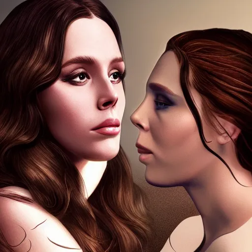 Prompt: lana del rey fighting Elizabeth olsen, photorealistic, high detail