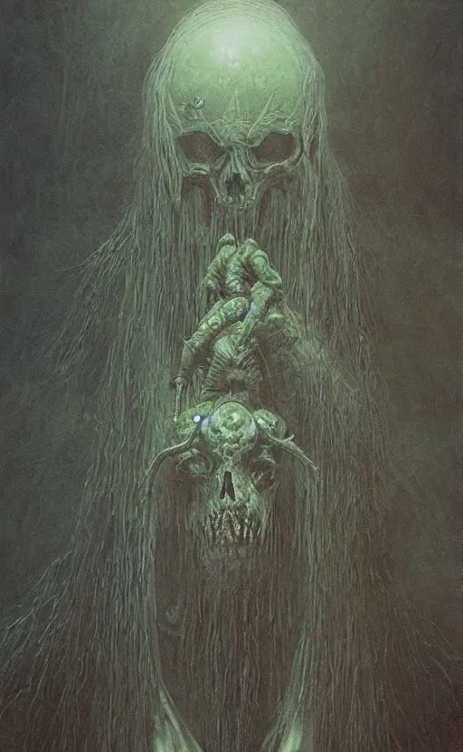 Image similar to warhammer 4 0 k occult necromancer by beksinski, high detail hyperrealistic