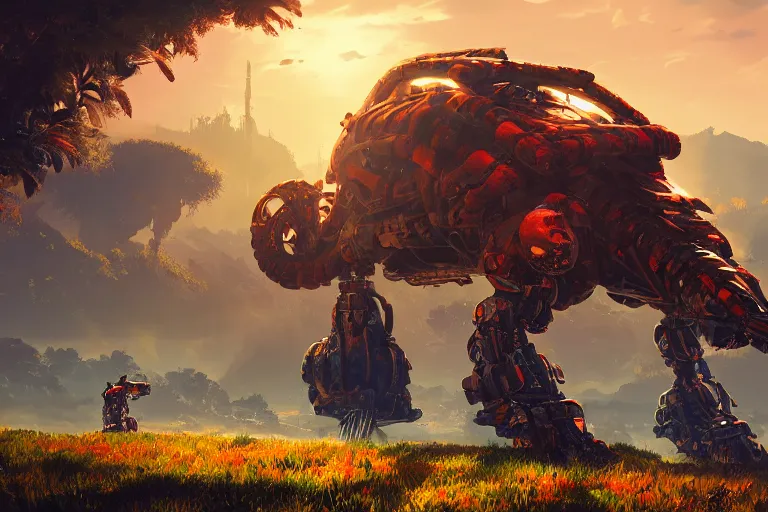 Image similar to shellsnapper machine mecanical creature robot of horizon forbidden west horizon zero dawn radiating a glowing aura global illumination ray tracing hdr fanart arstation by ian pesty and alena aenami artworks in 4 k