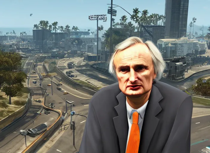 Image similar to richard dawkins on gta cover design, game art