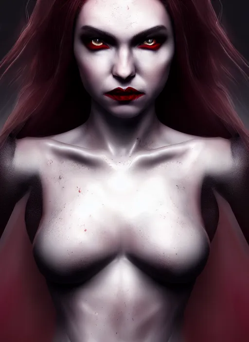 Prompt: full body portrait vampire queen blood highly detailed CGsociety subtle concept art HDR hyper realistic volumetric lighting subsurface scattering unreal