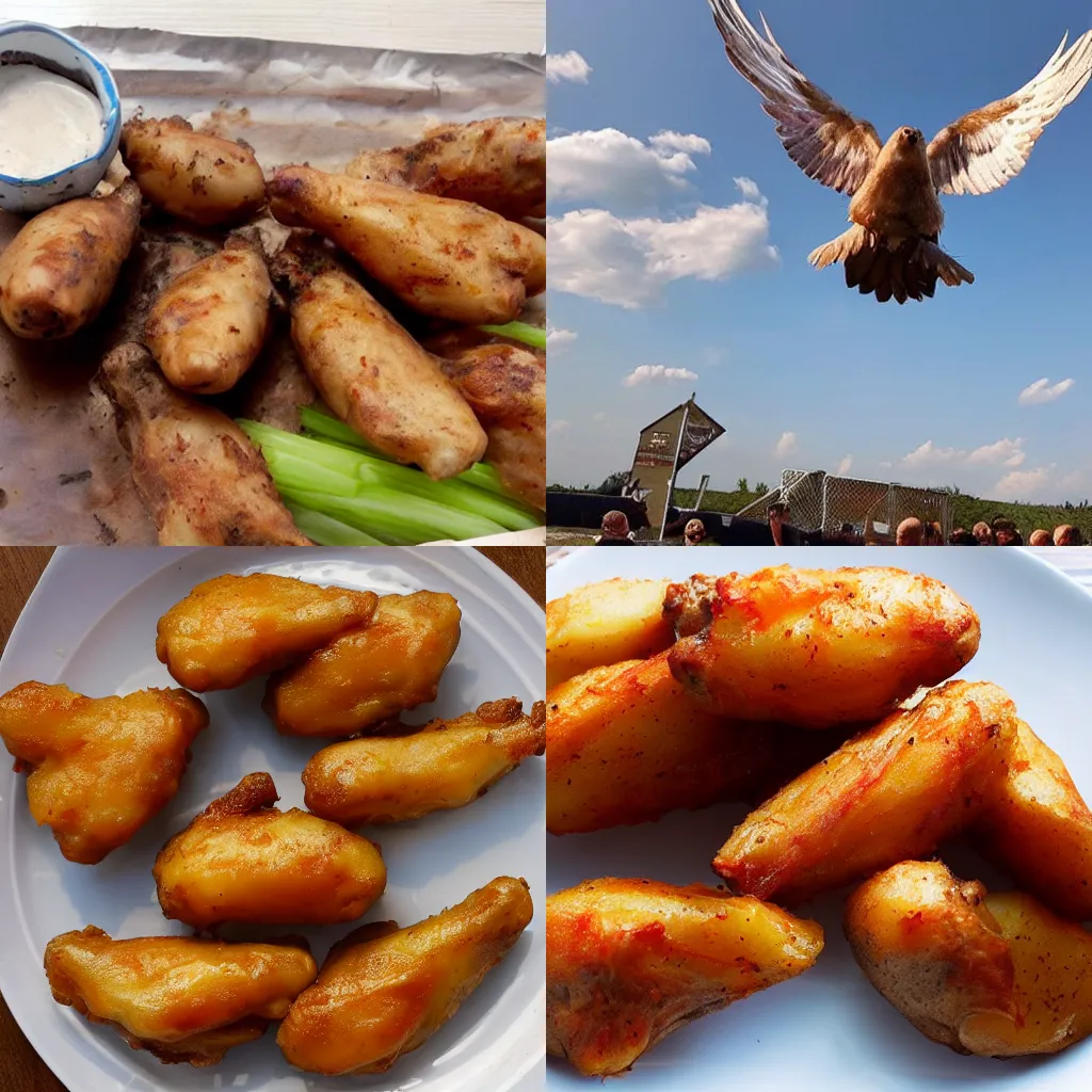 Prompt: a potato win wings flying in the sky