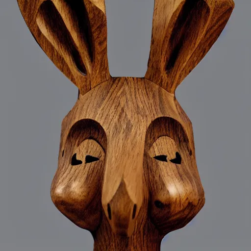 Prompt: rabbit cult wooden mask