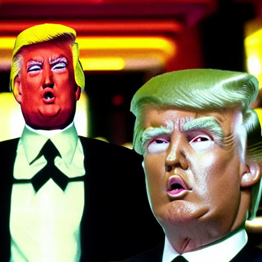 Image similar to Donald Trump as Max Headroom, vhs footage