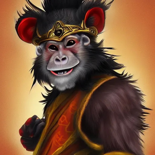 Prompt: the monkey king. Digital art. Trending on Artstation.