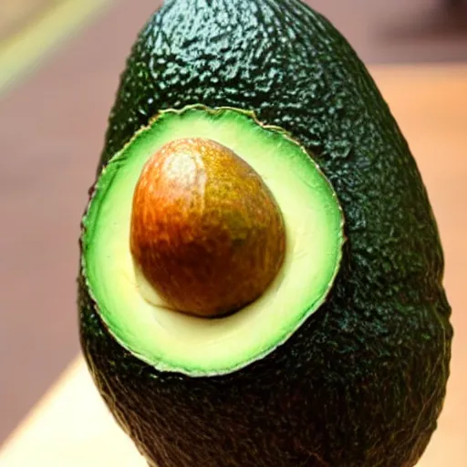 Prompt: a photo of a happy avocado