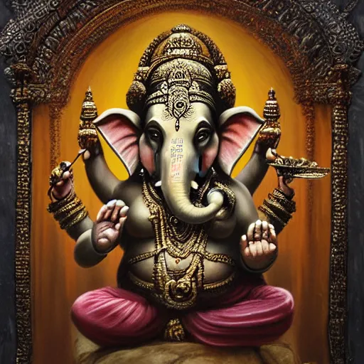 Prompt: Ganesha, elden ring boss, matte painting, detailed, elden ring, oil on canvas