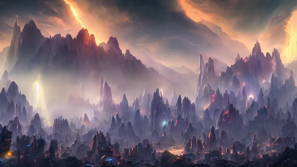 Image similar to incredible protoss city marc adamus, beautiful dramatic lighting