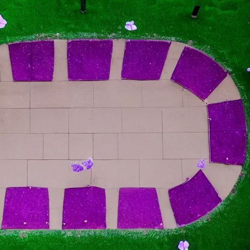 Prompt: closeup photo of 1 lone purple petal flying above a children in playground, aerial view, shallow depth of field, cinematic, 8 0 mm, f 1. 8 - c 1 1. 0