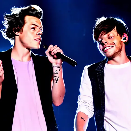 Prompt: harry styles and louis tomlinson concert