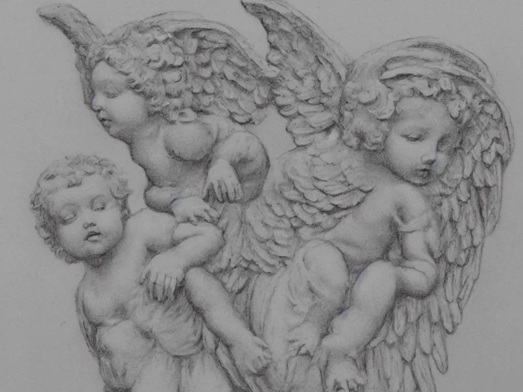 Prompt: cherub angel representation drawing