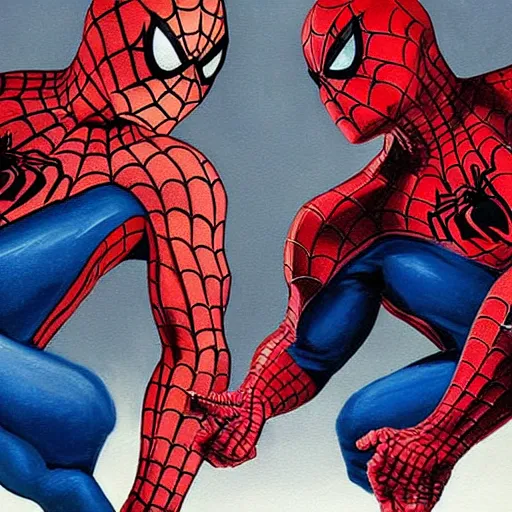 Image similar to spiderman and daredevil marvel, detailed painting