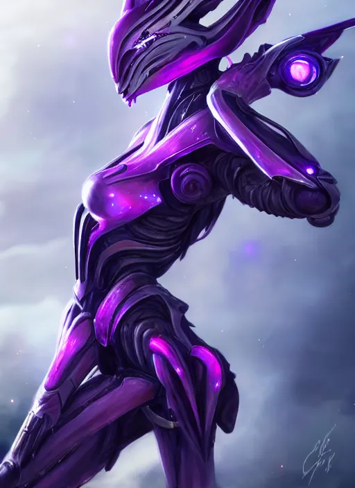 Image similar to cinematic goddess close shot, galactic sized proportional stunning beautiful hot female warframe, sleek mecha female dragon head, metal ears, led purple eyes, smooth fuschia skin, smooth silver armor, floating in space, holding a galaxy, epic proportions, epic size, epic scale, furry art, dragon art, giantess art, warframe fanart, furaffinity, octane